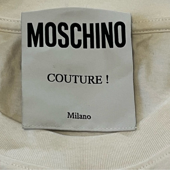 MOSCHINO Bullchic Print T-Shirt Women’s Short Sleeve Size 4 White - Picture 15 of 16